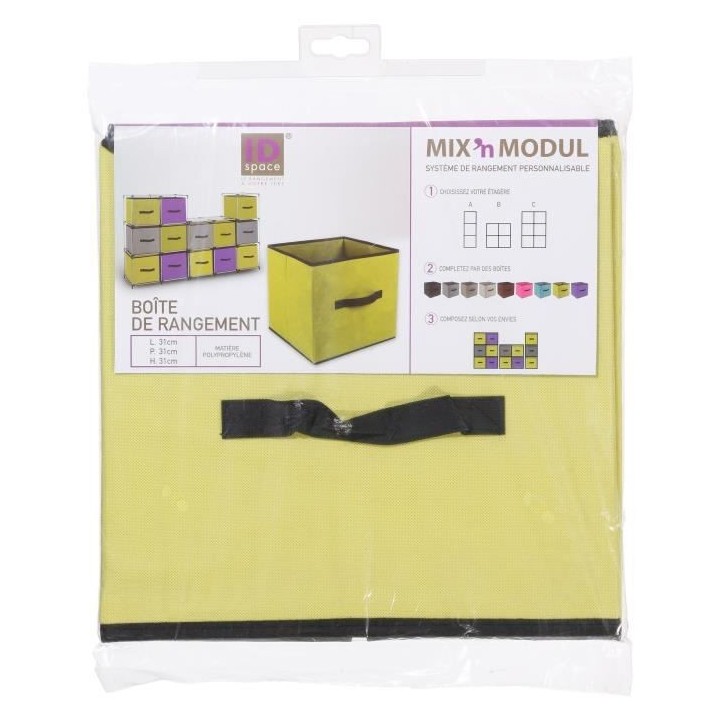 Boîte de rangement/tiroir pour meuble en tissu 31x31cm vert anis