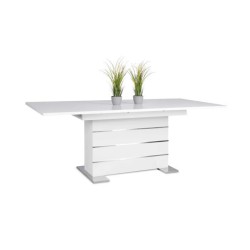 Table extensible 6-8 personnes - Rectangulaire - Panneaux de particules - Mantova - Blanc et alu - L 160- 200 x P90 x H75 cm