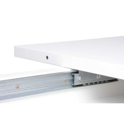 Table extensible 6-8 personnes - Rectangulaire - Panneaux de particules - Mantova - Blanc et alu - L 160- 200 x P90 x H75 cm