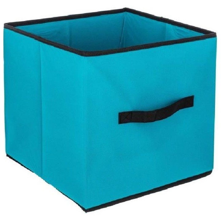 Boîte de rangement/tiroir pour meuble en tissu 31x31cm bleu turquoise