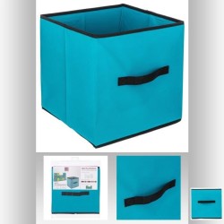 Boîte de rangement/tiroir pour meuble en tissu 31x31cm bleu turquoise