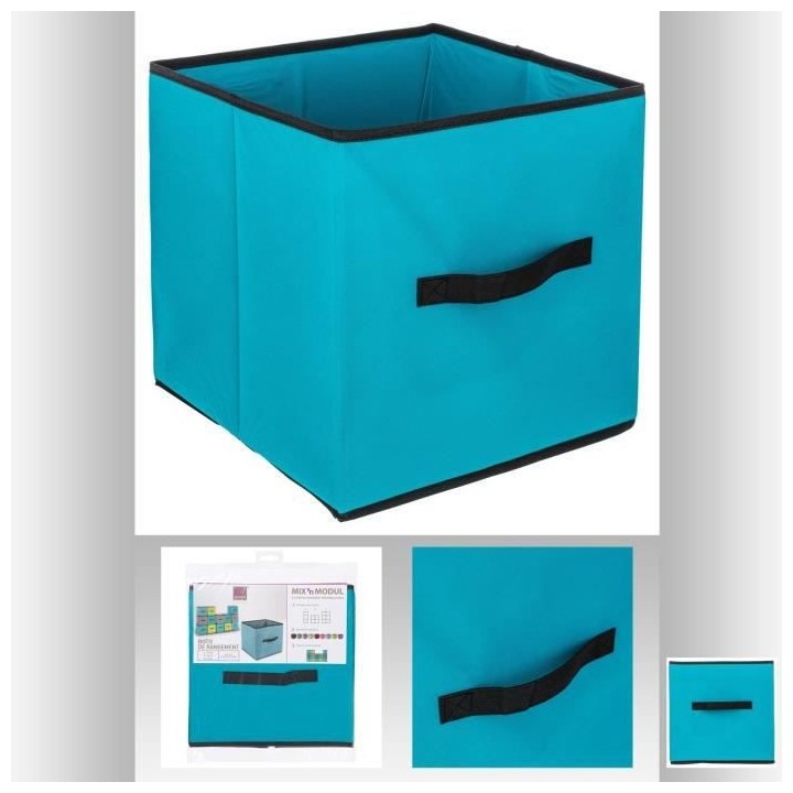 Boîte de rangement/tiroir pour meuble en tissu 31x31cm bleu turquoise
