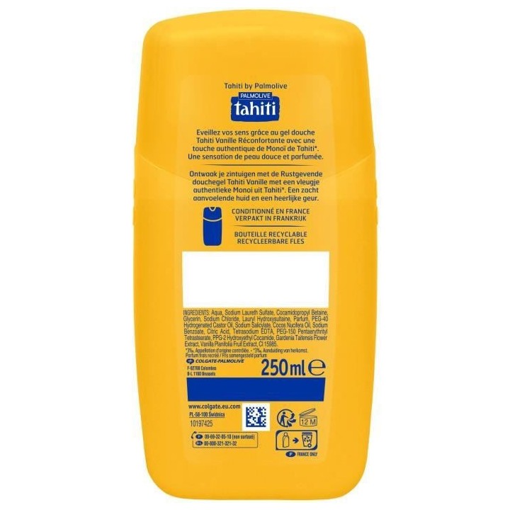Lot de 3 gels douche Tahiti Monoî Vanille - 250ml