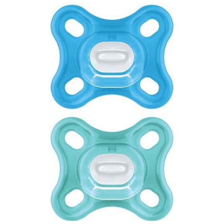 MAM Comfort Sucette Physiologique +0m Bleu Lot de 2 + Boîte de Conser
