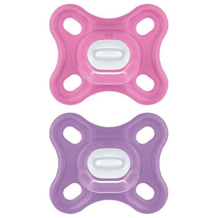 MAM Comfort Sucette Physiologique +0m Rose Lot de 2 + Boîte de Conser