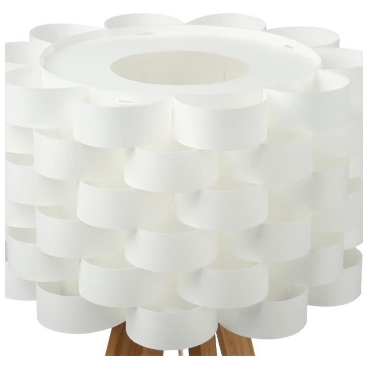 Lampadaire en bambou - E27 - 60 W - H. 150 cm - Blanc