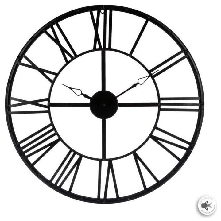 Horloge en métal - Vintage - Ø 70 cm - Noir - Rond