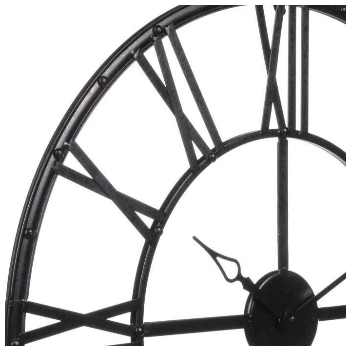 Horloge en métal - Vintage - Ø 70 cm - Noir - Rond