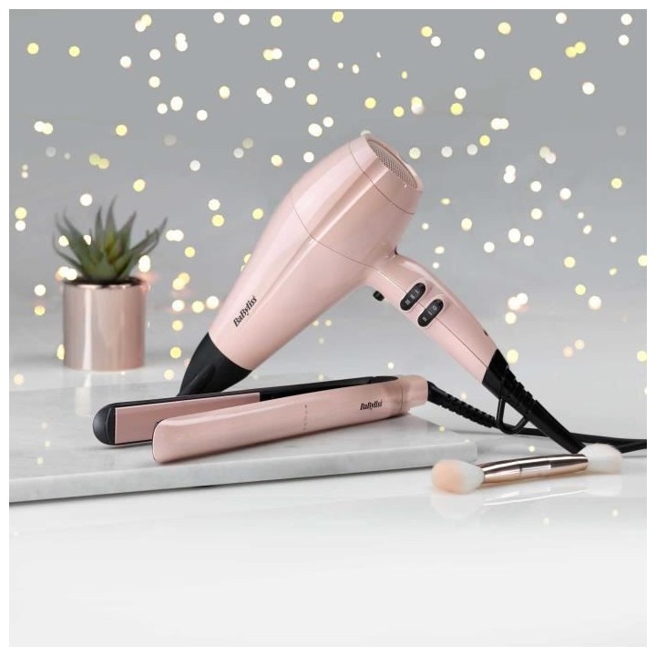 BaByliss Lisseur Rose Blush 235 avec plaques extra-longues en titane-c