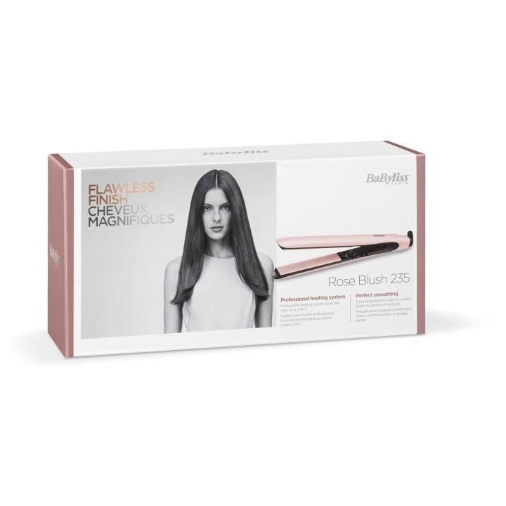 BaByliss Lisseur Rose Blush 235 avec plaques extra-longues en titane-c