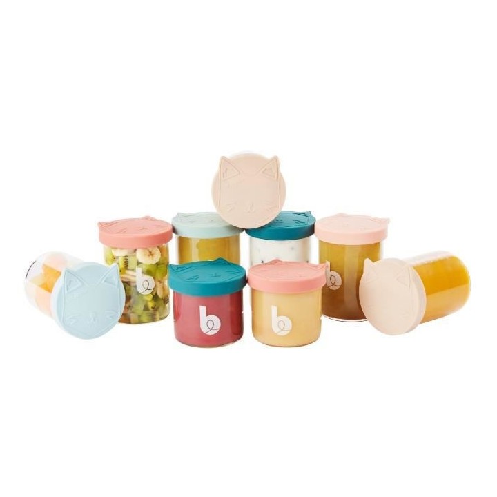 Babymoov ISY BOWLS 9 Pots de conservation en Verre Borosilicate Gradu