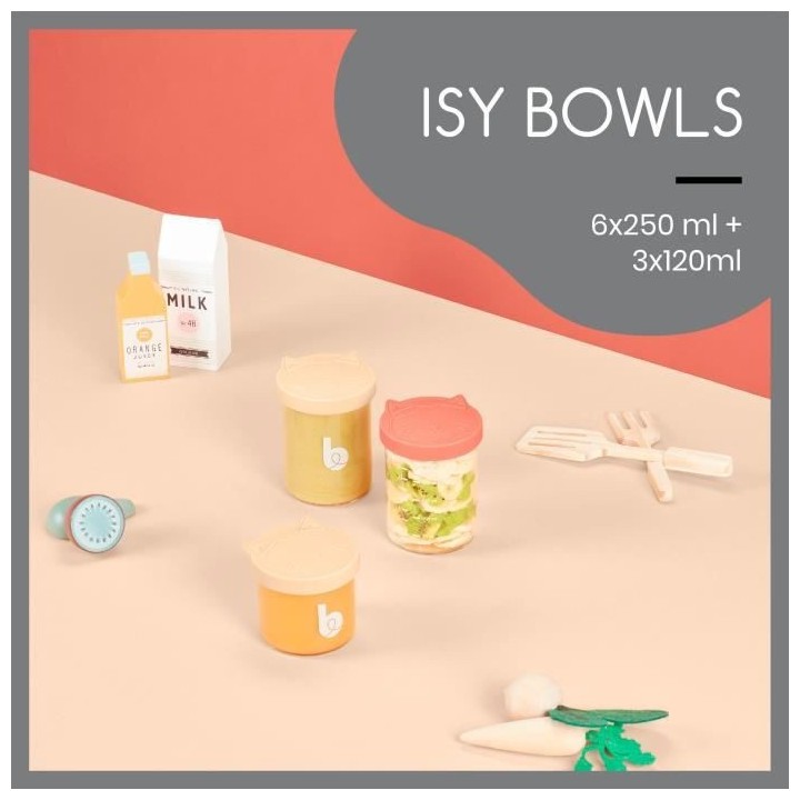 Babymoov ISY BOWLS 9 Pots de conservation en Verre Borosilicate Gradu