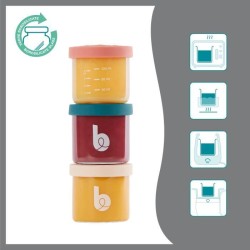 Babymoov ISY BOWLS 9 Pots de conservation en Verre Borosilicate Gradués - 6x250ml + 3x120ml