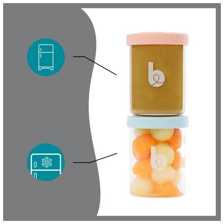 Babymoov ISY BOWLS 9 Pots de conservation en Verre Borosilicate Gradu