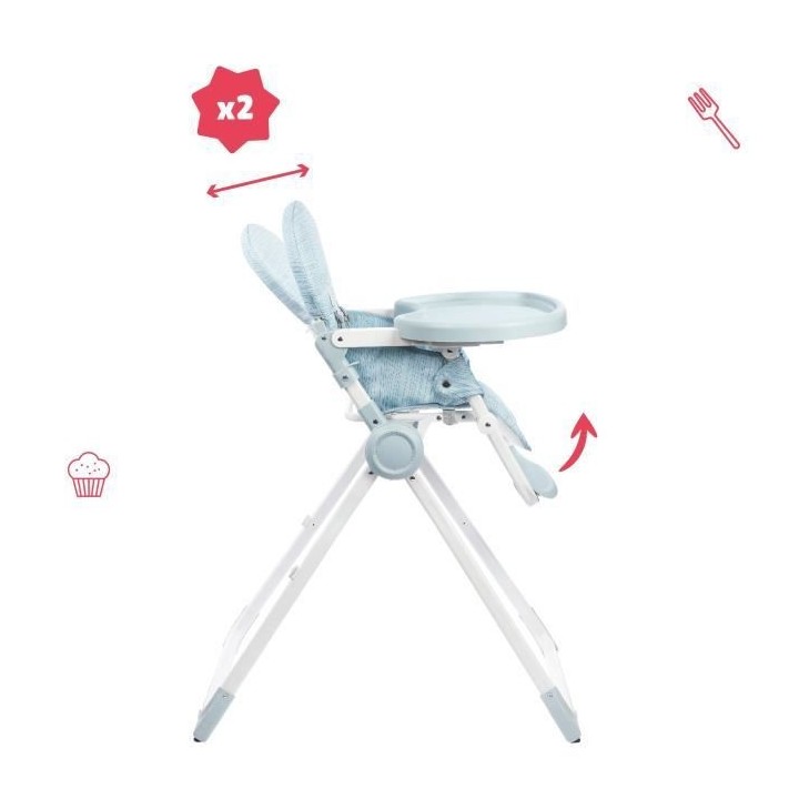Badabulle Chaise haute pour bébé ultra compacte et légere - Dossier