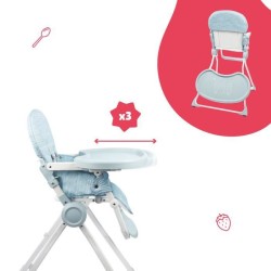 Badabulle Chaise haute pour bébé ultra compacte et légere - Dossier et tablette ajustables, Des 6 mois