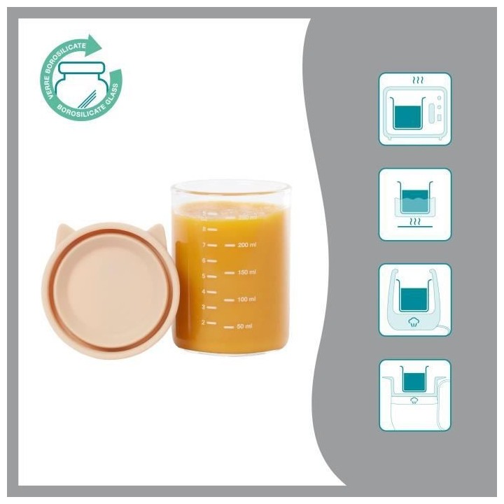 Babymoov ISY BOWLS 6 Pots de conservation en Verre Borosilicate - Grad