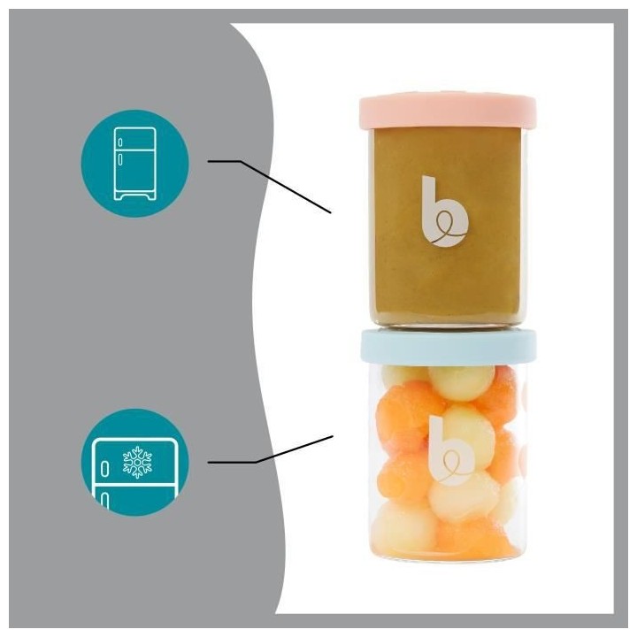 Babymoov ISY BOWLS 6 Pots de conservation en Verre Borosilicate - Grad