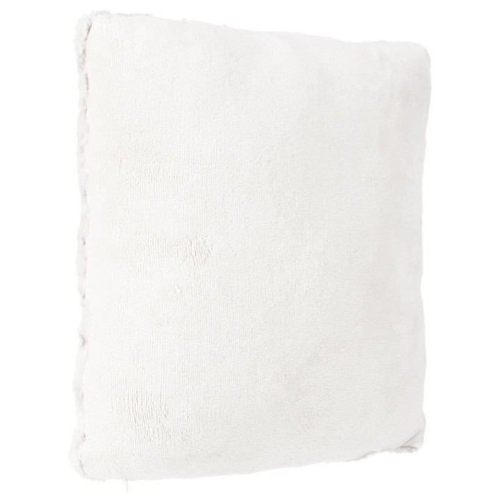 Coussin fourrure bouclé - Carré - Ecru - 45 x 45 cm
