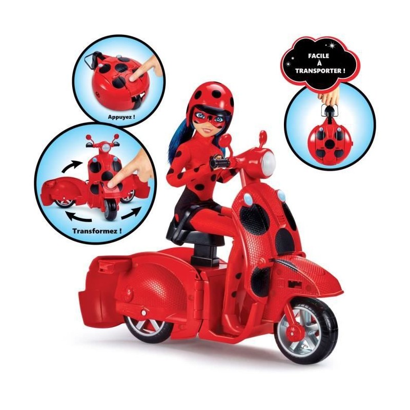 Scooter Miraculous Switch'n go + poupée articulée Ladybug Lucky Charm BANDAI 26 cm - P50668