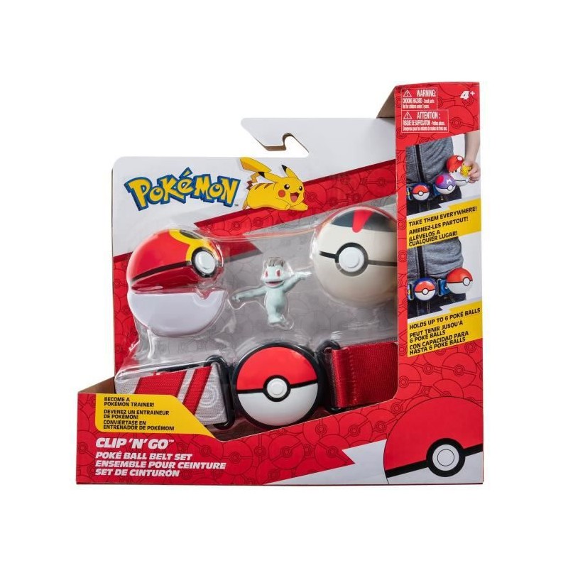 Ceinture Clip 'N' Go BANDAI - Pokémon - 1 ceinture, 1 Repeat Ball, 1 Timer Ball et 1 figurine 5 cm Machoc