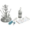 BEABA, Coffret naissance, Egoutte biberon arbre grey + Boite doseuses light/dark mist + Goupillon silicone + Bavoir coton tropic