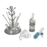 BEABA, Coffret naissance, Egoutte biberon arbre grey + Boite doseuses light/dark mist + Goupillon silicone + Bavoir coton tropic