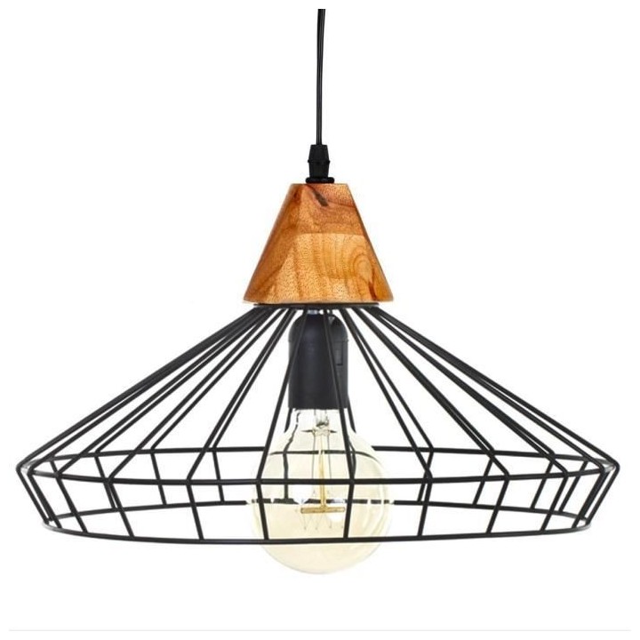 Suspension fil en métal - 38 x 22,5 cm - Noir