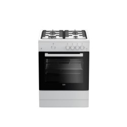 Cuisiniere BEKO FSG62010FW - 60 cm - 4 Gaz - 73L - Sécurité thermocouple - Blanc