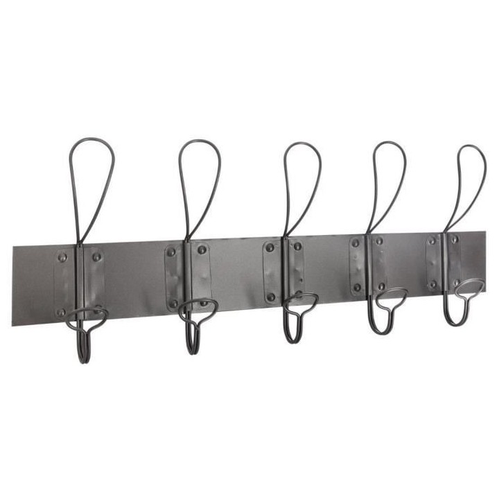 Patere en métal 5 crochets - Gris - L65.5cm