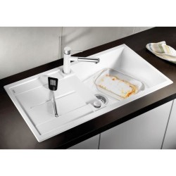 BLANCO Metra XL 6S - évier - SILGRANIT - 1 cuve - égouttoir réversible - vidage auto - siphon inclus - alumetallic