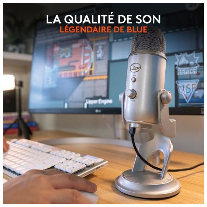Microphone USB - Blue Yeti - Pour Enregistrement, Streaming, Gaming, P