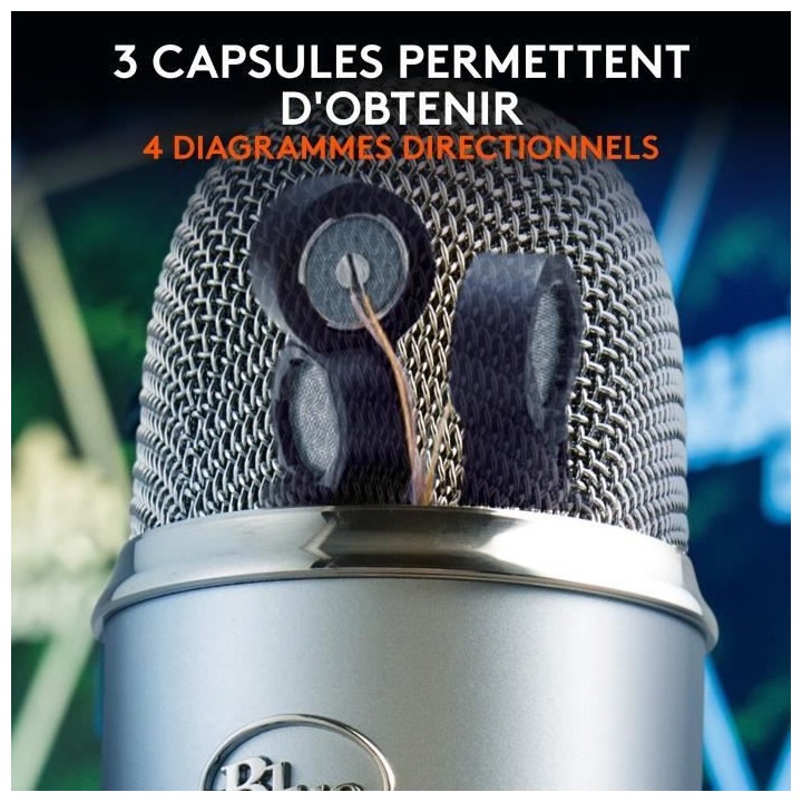 Microphone USB - Blue Yeti - Pour Enregistrement, Streaming, Gaming, P