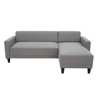 Canapé d'angle fixe 4 places BOB - Tissu souris - Réversible - L 197