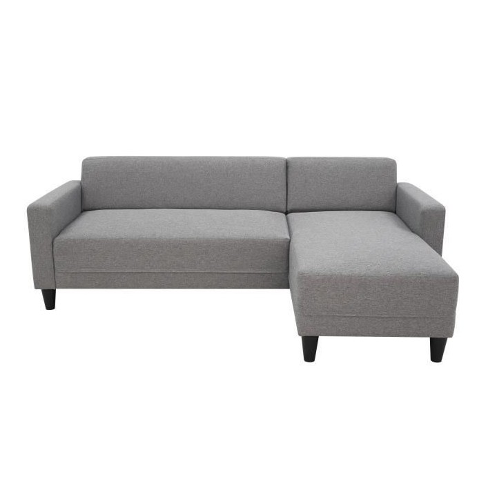 Canapé d'angle fixe 4 places BOB - Tissu souris - Réversible - L 197