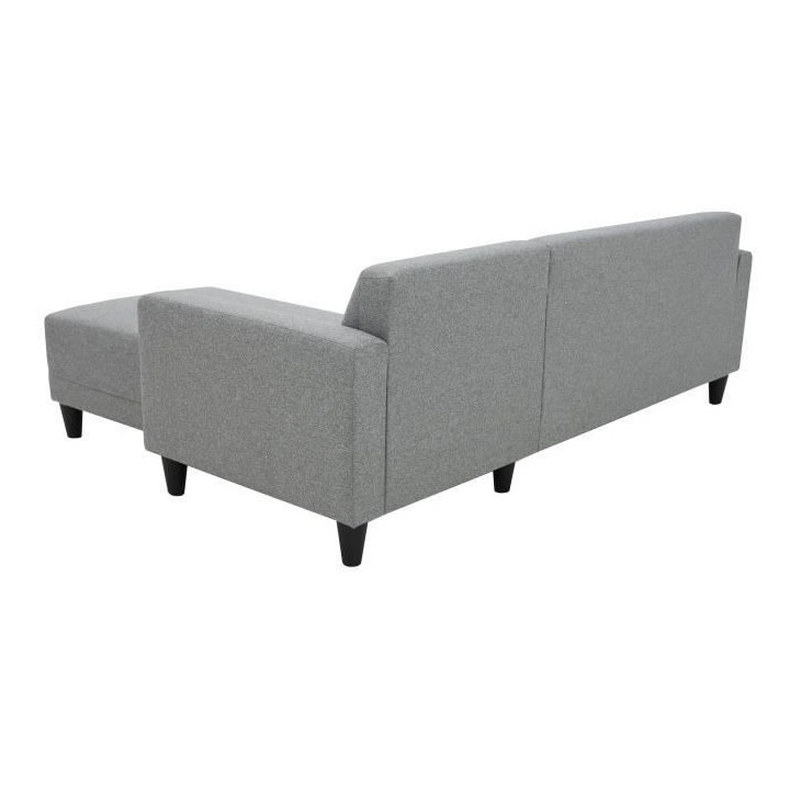 Canapé d'angle fixe 4 places BOB - Tissu souris - Réversible - L 197