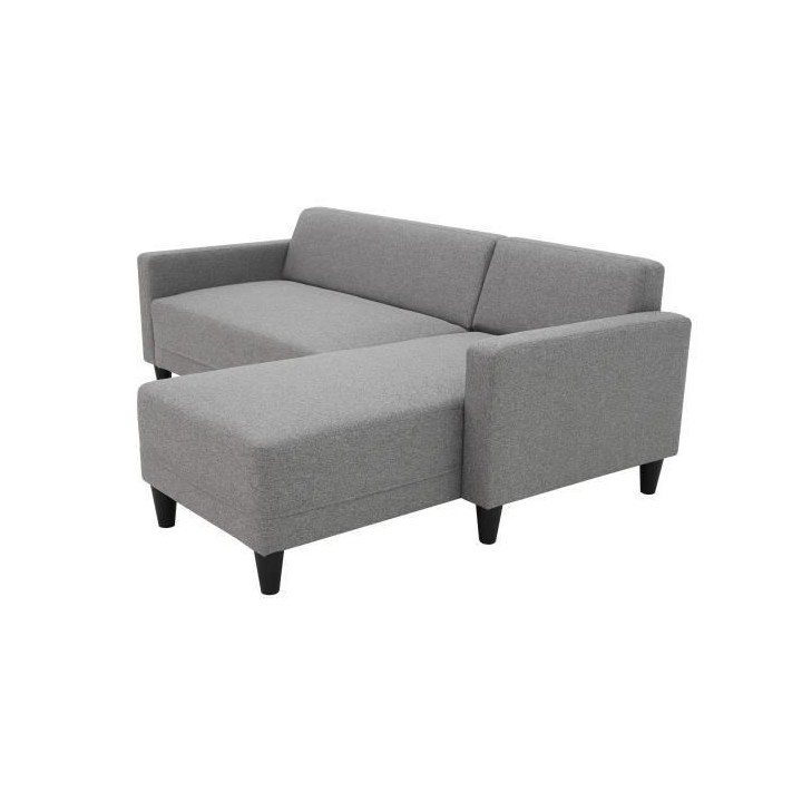 Canapé d'angle fixe 4 places BOB - Tissu souris - Réversible - L 197