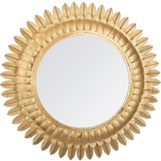 Miroir feuilles en métal - Ø 70 x Ep. 2,5 cm - Or