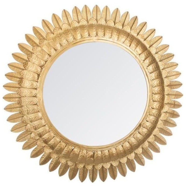 Miroir feuilles en métal - Ø 70 x Ep. 2,5 cm - Or