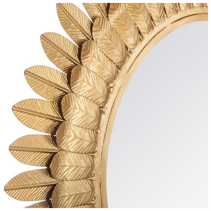Miroir feuilles en métal - Ø 70 x Ep. 2,5 cm - Or