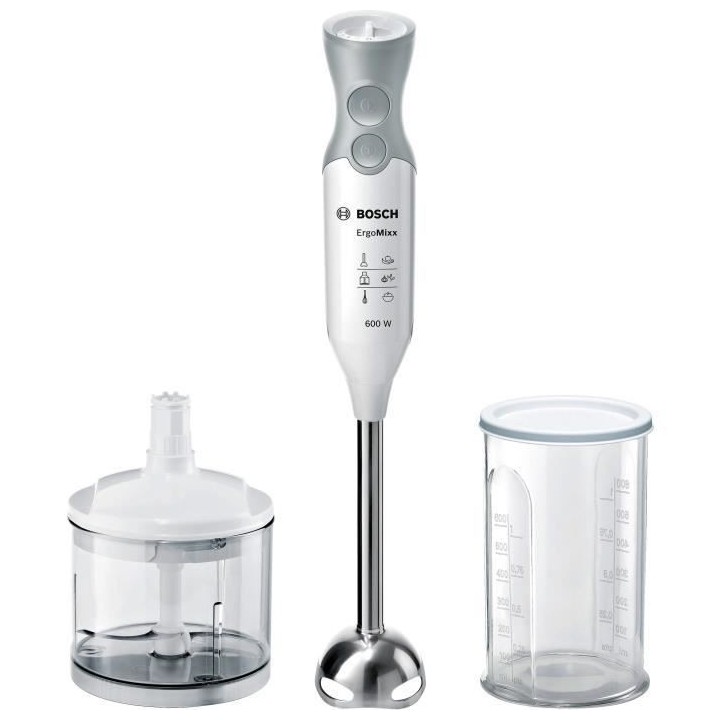 BOSCH MSM66120 Mixeur plongeant blanc/gris 12 vitesses+turbo. Moteur 6