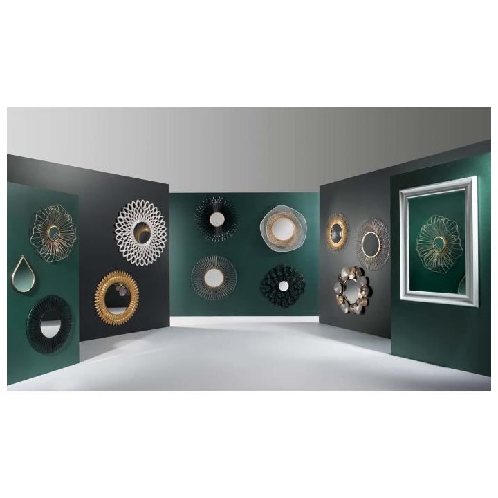 Miroir feuilles en métal - Ø 70 x Ep. 2,5 cm - Or