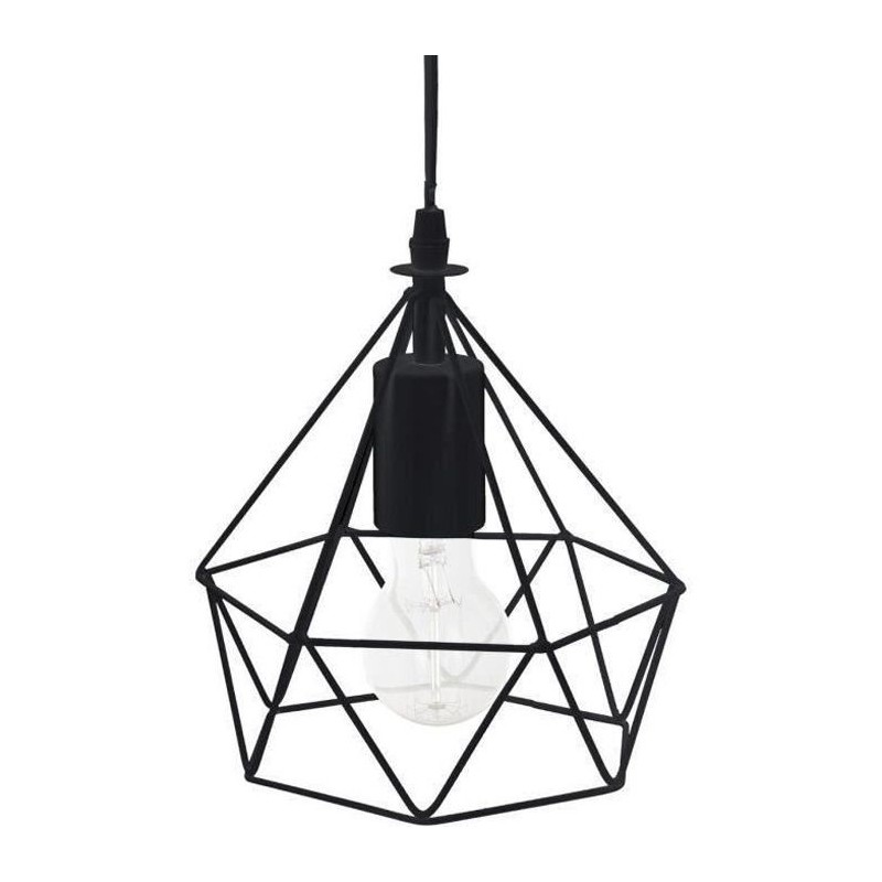 Suspension filaire - Métal - Ø 19 x H 22 cm - Noir