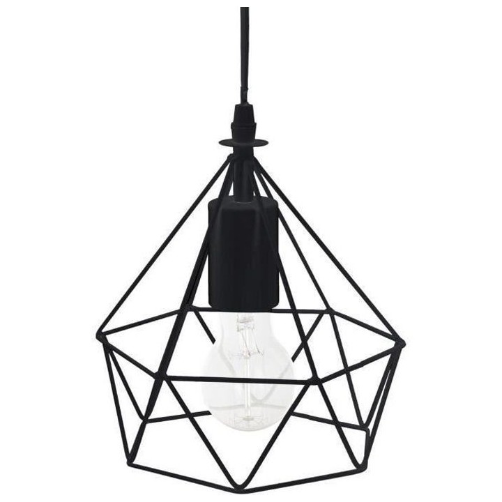 Suspension filaire - Métal - Ø 19 x H 22 cm - Noir