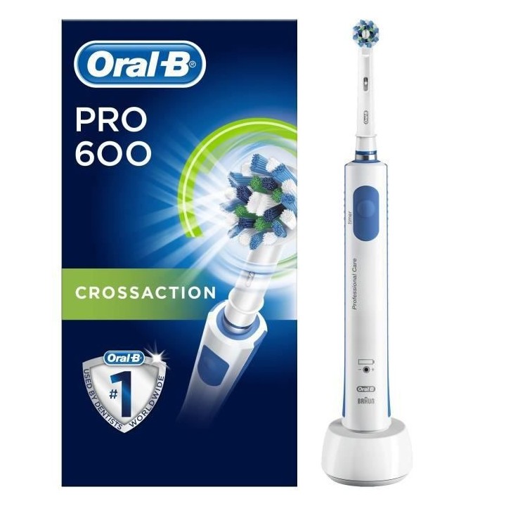 Oral-B PRO 600 Brosse a Dents Électrique Rechargeable, 1 Manche, 1 Br