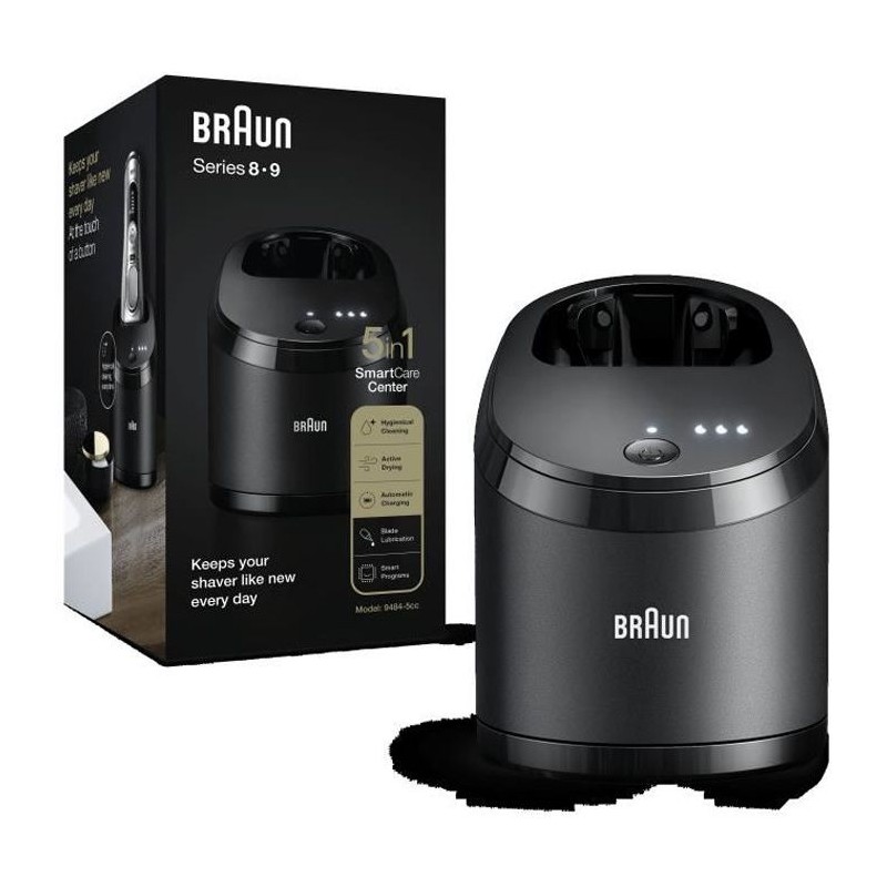 Braun Centre SmartCare 5-en-1, Noir, Recharge, Nettoyage, Compatible Avec Les Series 9 Et 8, Cartouches Clean & Renew