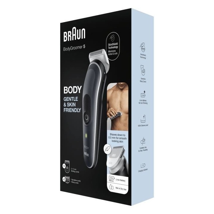Braun Body Groomer 5 BG5340 Tondeuse Pour Le Corps, Avec Sabot Pour Zo