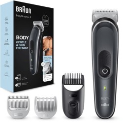 Braun Body Groomer 5 BG5340 Tondeuse Pour Le Corps, Avec Sabot Pour Zones Sensibles, Gris/Blanc