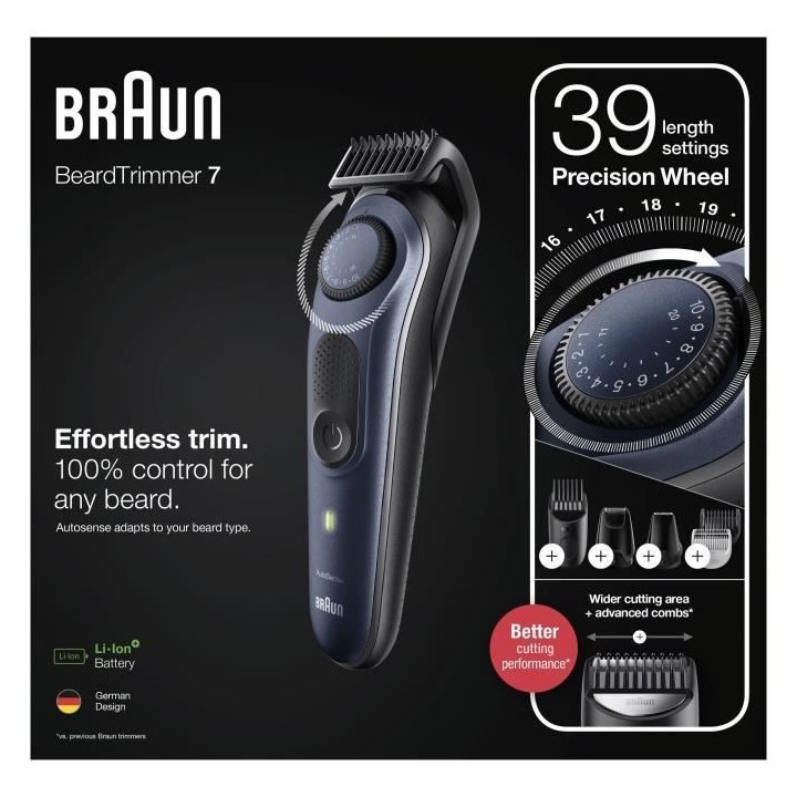 Braun 7 BT7330 Tondeuse a Barbe Pour Homme, Tondeuse Pour Visage, Chev