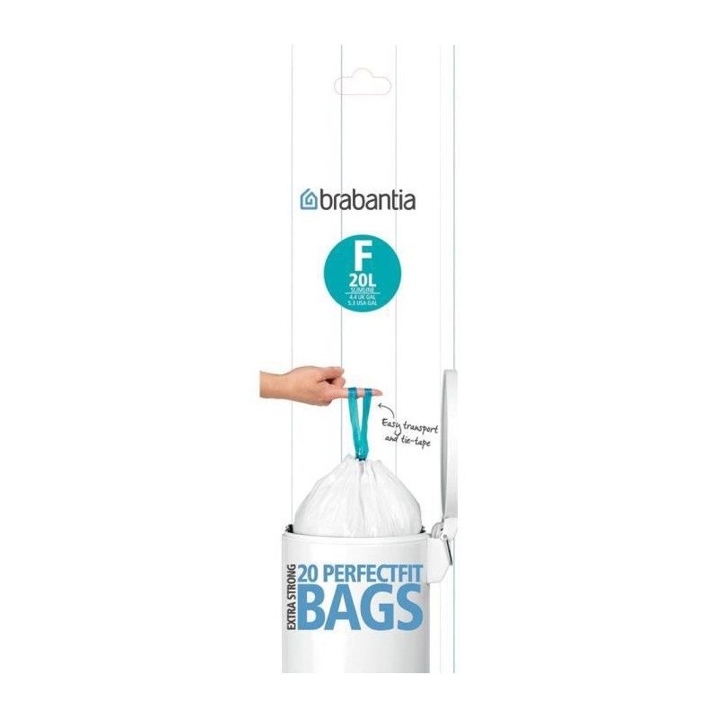 BRABANTIA Lot de 20 sacs poubelle rouleau PerfectFit - 20L